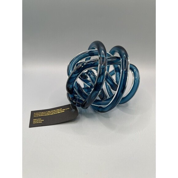 Blue Glass Interchangeable 5.5” Knot Orb Sphere Decor Nouveau Handmade - Picture 4 of 8